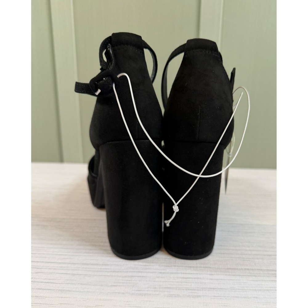 A New Day Size 9 Black Faux Suede Platform Block Heel Ankle Strap Pumps Womens - Picture 5 of 9
